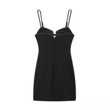 FRENCH STYLE SHINY BOW MINI DRESS CHIC LOOK_CWDMD5807