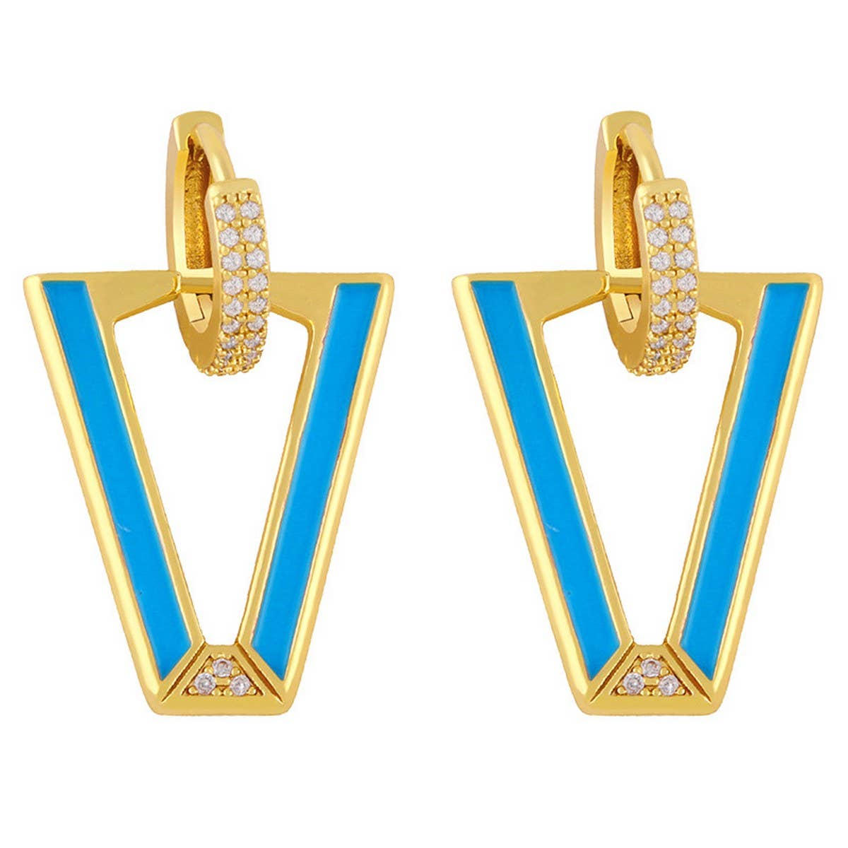 COLORFUL ZIRCON INVERTED TRIANGLE V SHAPED EARRING_CWAJE1013