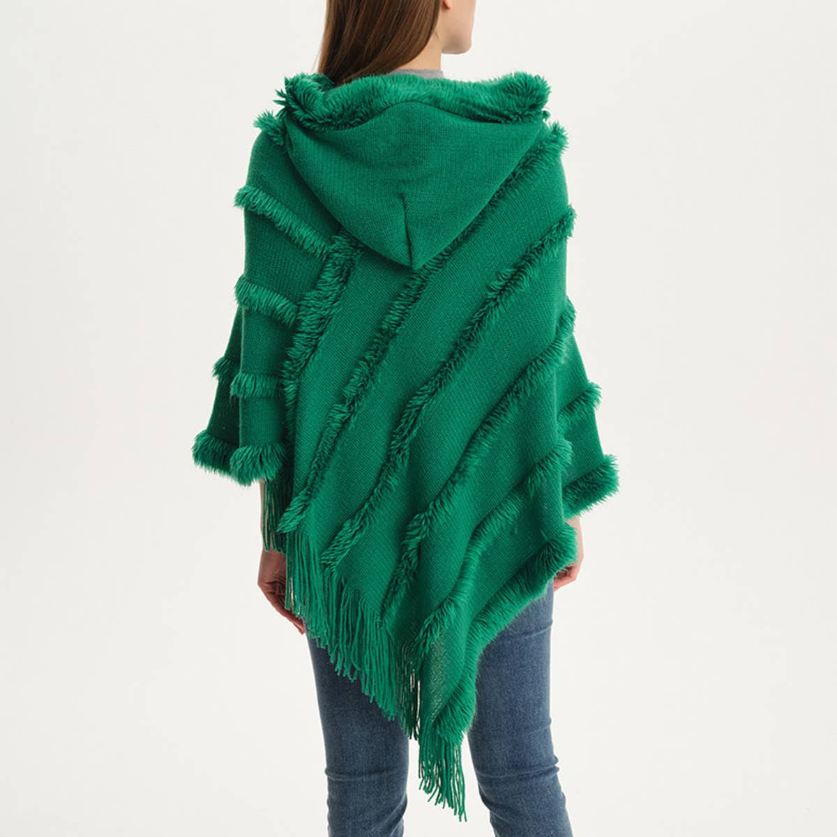 HOODED CAPE WITH FRINGED HEM SCARVES_CWASC0118