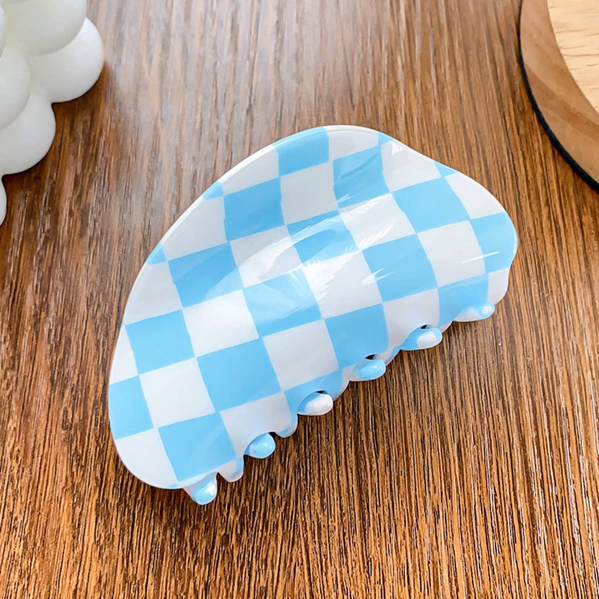 3.23"Checkered Hair Claw Clip_Cwaha0313