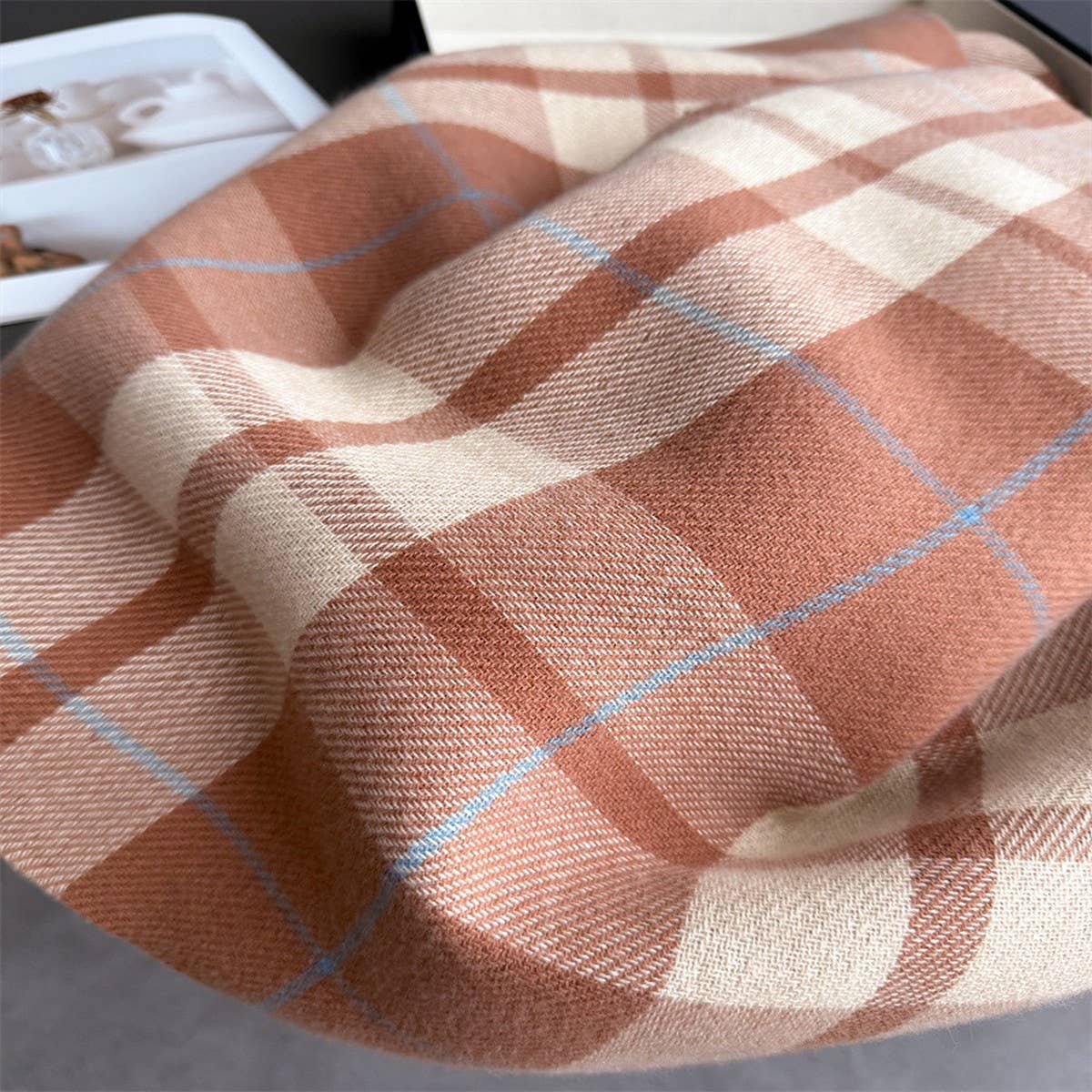 Fresh Plaid Cashmere Feel Tassel Scarf Wrap_Cwasc03245