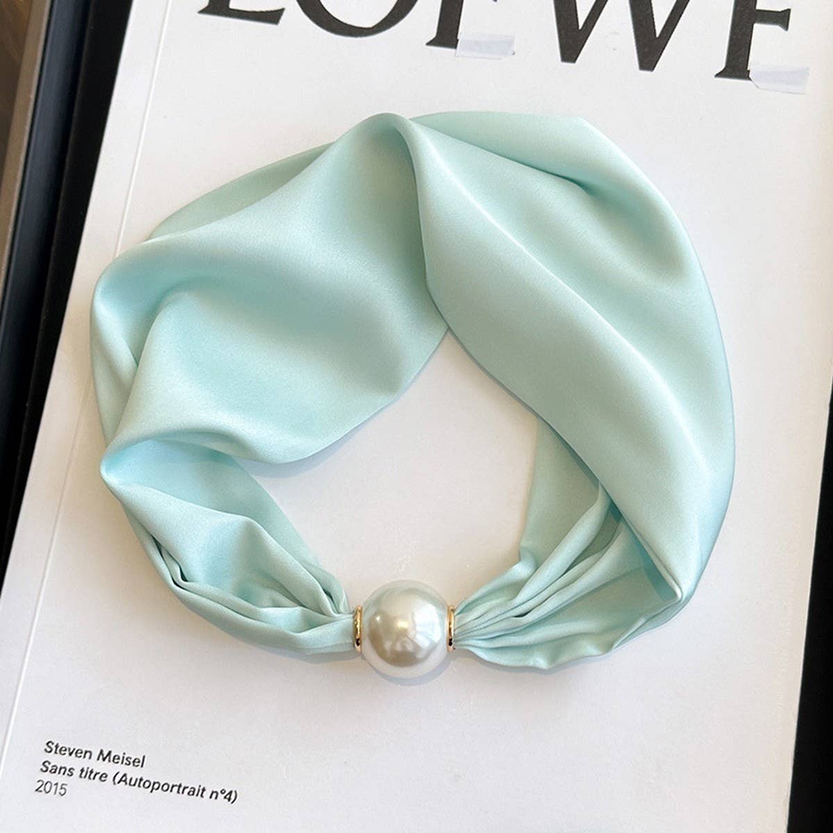 Pearl Magnetic Skinny Silk Neck Scarf_Cwasc03930