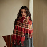 PLAID WOOL SCARF FOR WOMEN COZY WINTER KNIT_CWASC2336