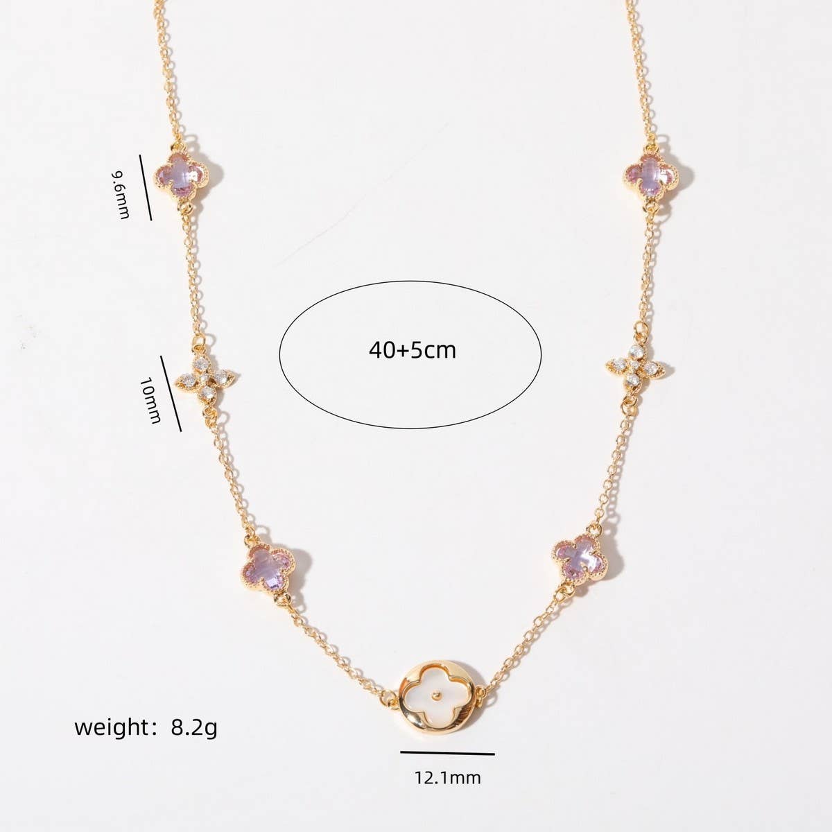 FOUR LEAF CLOVER SNOWFLAKE ZIRCON NECKLACE_CWMM5303
