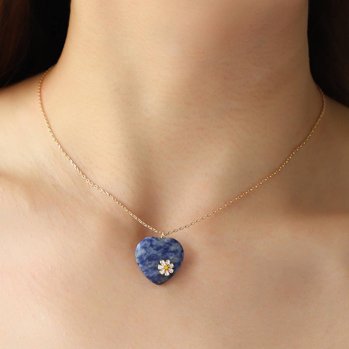 NEW FASHION LOVE PEACH ENAMEL OIL DROP NECKLACE_CWAJE2941