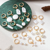 IRREGULAR PEARL DESIGN TRENDY 18K GOLD EARRINGS_CWAJE5071