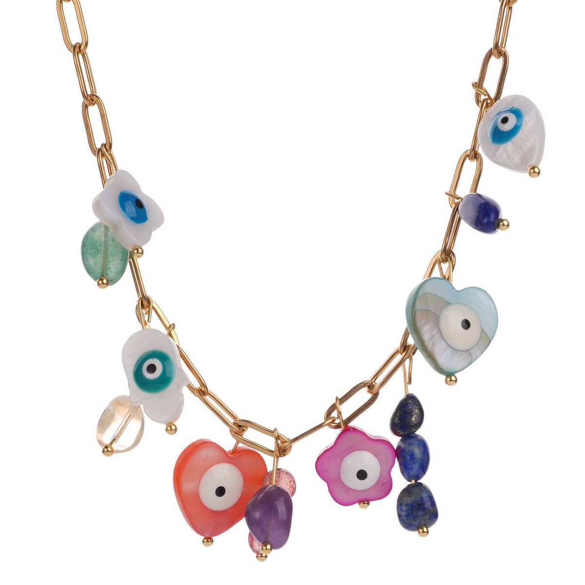 EUROPEAN STYLE BOHEMIAN EVIL EYE BEADED NECKLACE_CWMM7538