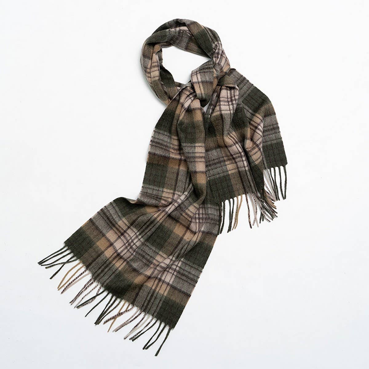 NORDIC PLAID WOOL SCARF WARM WINTER COUPLE WRAP_CWASC2357