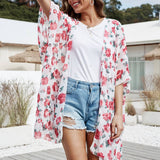 FLORAL PRINT FRONT OPEN KIMONO FOR SUMMER VACATION_CWASC0780