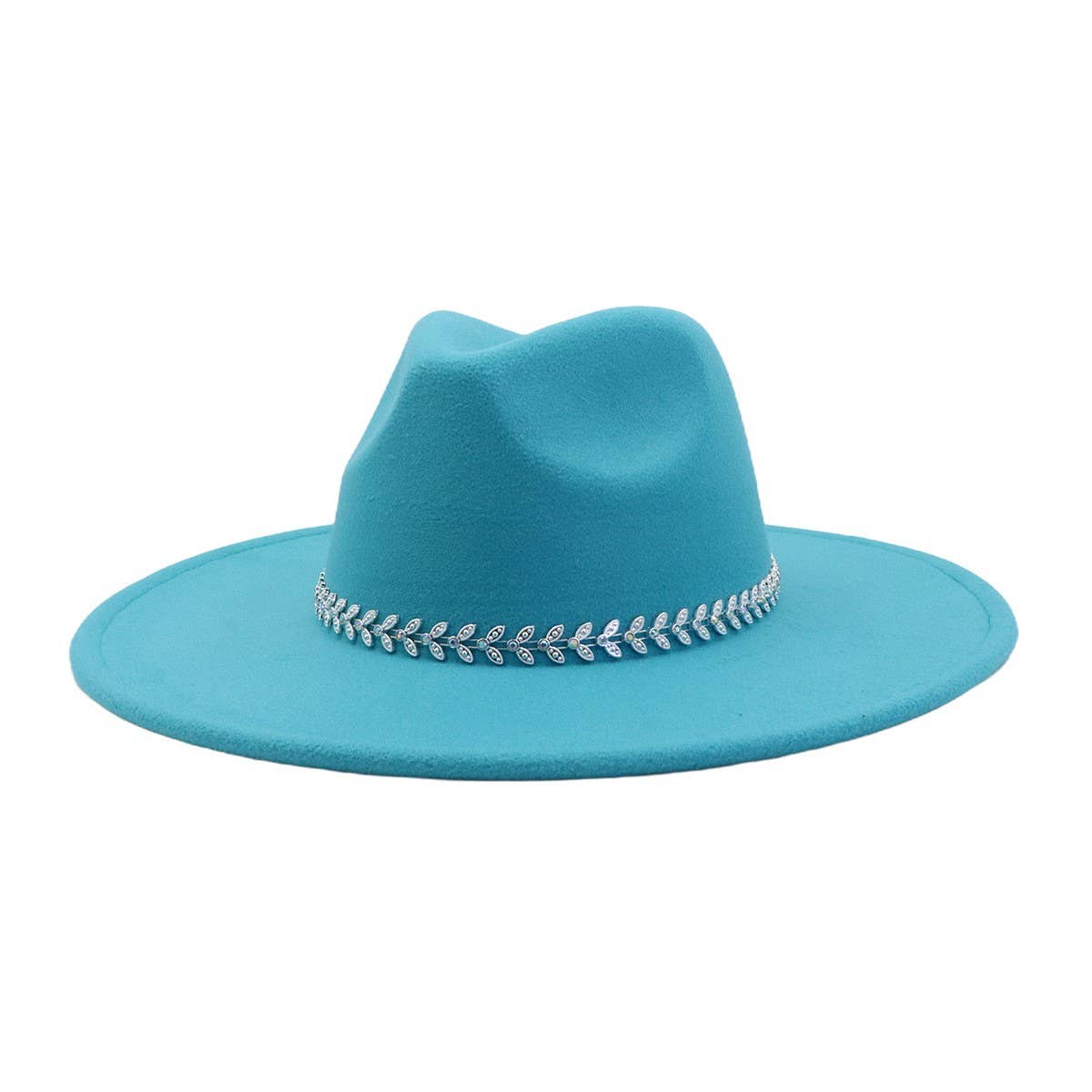 Unisex Wool Fedora Hat Ethnic Flat Brim Style_Cwah04387