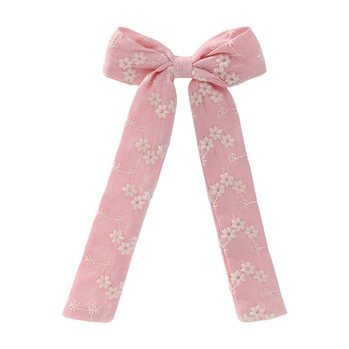 Childrens Ribbon Bow Embroidered Hairpin