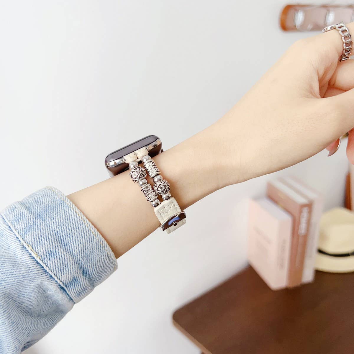 IWATCH8 1 SE TIBETAN SILVER GENUINE LEATHER STRAP_CWWW0071