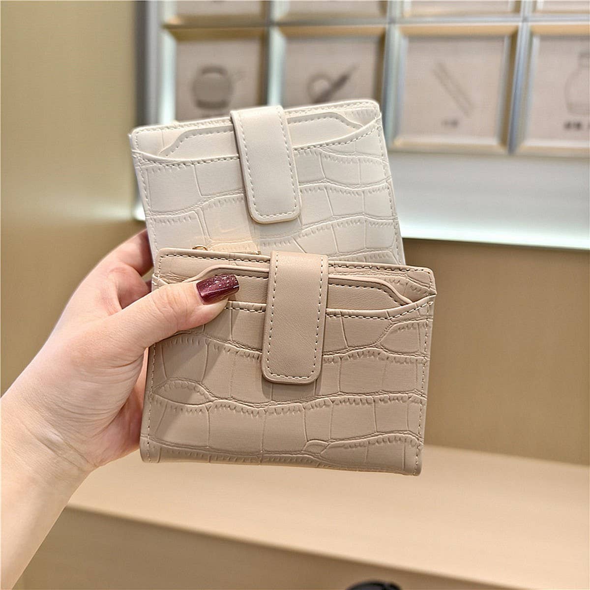 Stone Pattern Bifold Foldable Leather Wallet_Cwab06206