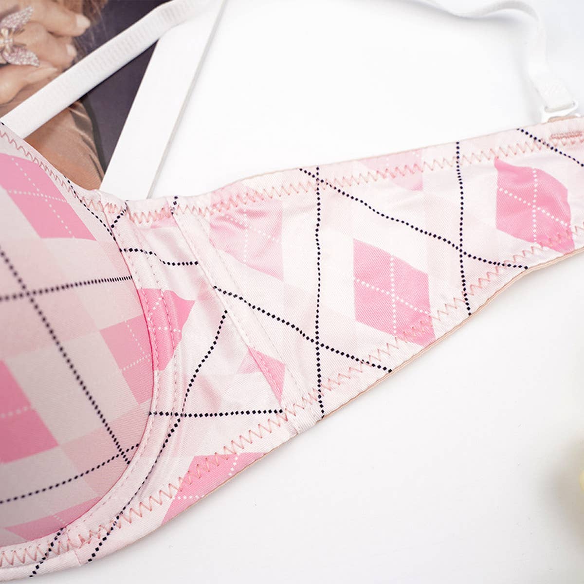 Women Fashion Pink Gathered Bra_Cwmu0154