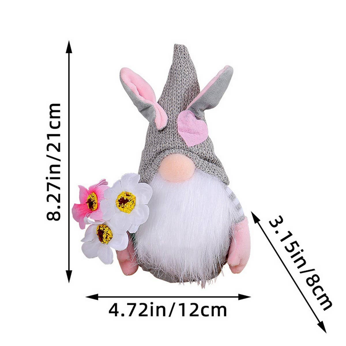 EASTER BUNNY GNOME HOLDING A BOUQUET OF FLOWERS_CWMM3481