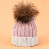 Women¡¯S Knit Two-Tone Pom Beanie Winter Hat_Cwah04990