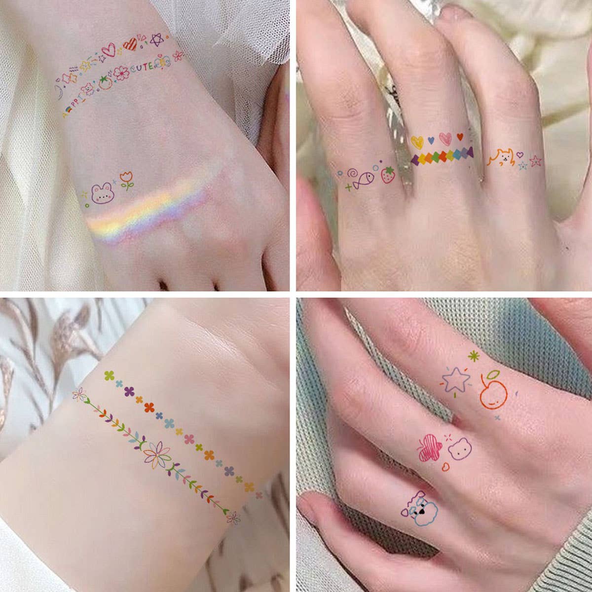 SUMMER FLOWER HEART TATTOOS FINGER STICKERS_CWMM8227