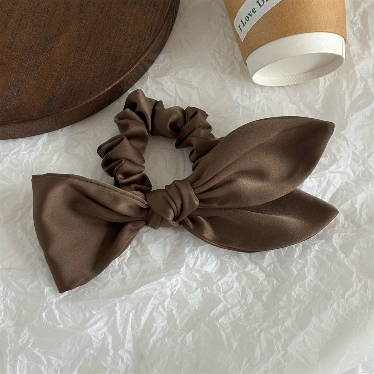 Satin Asymmetrical Bow Scrunchie Lazy Style_Cwaha07978