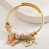 Trendy Stainless Steel Butterfly Heart Bracelet_Cwmm8505