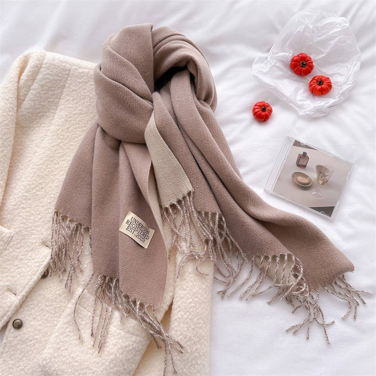 DOUBLE SIDED FAUX CASHMERE SCARF SOLID COLOR SHAWL_CWASC0968