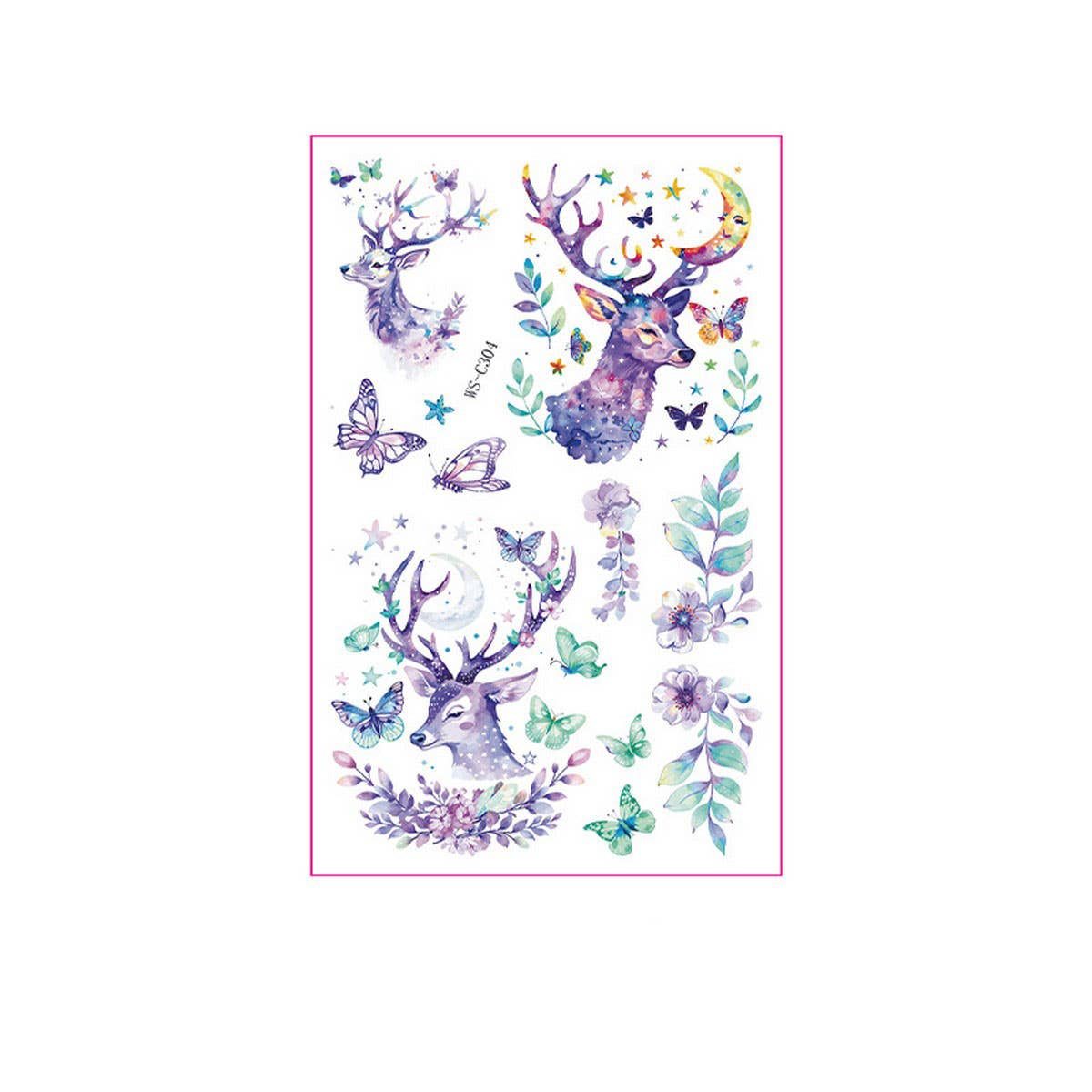 KIDS GLITTER TATTOO STICKERS BEAR BUTTERFLY STARS_CWMM8362