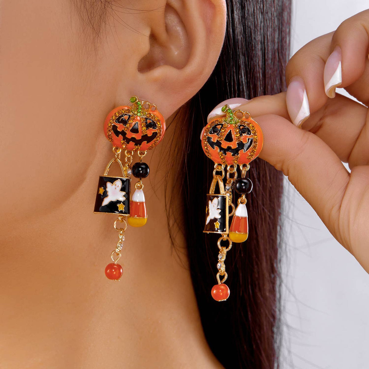 CREATIVE GHOST PUMPKIN DROP EARRINGS FOR WOMEN_CWAJE05623
