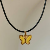 COLORFUL RETRO 3D BUTTERFLY PENDANT NECKLACE_CWMM5664