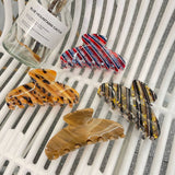 Wood Grain Acetate Hair Claw Color Stripe Clip_Cwaha2154