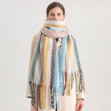RAINBOW STRIPE SCARF COZY CUTE WINTER WRAP_CWASC0984