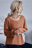 Waffle Solid Cardigan Crewneck Sweater With Base