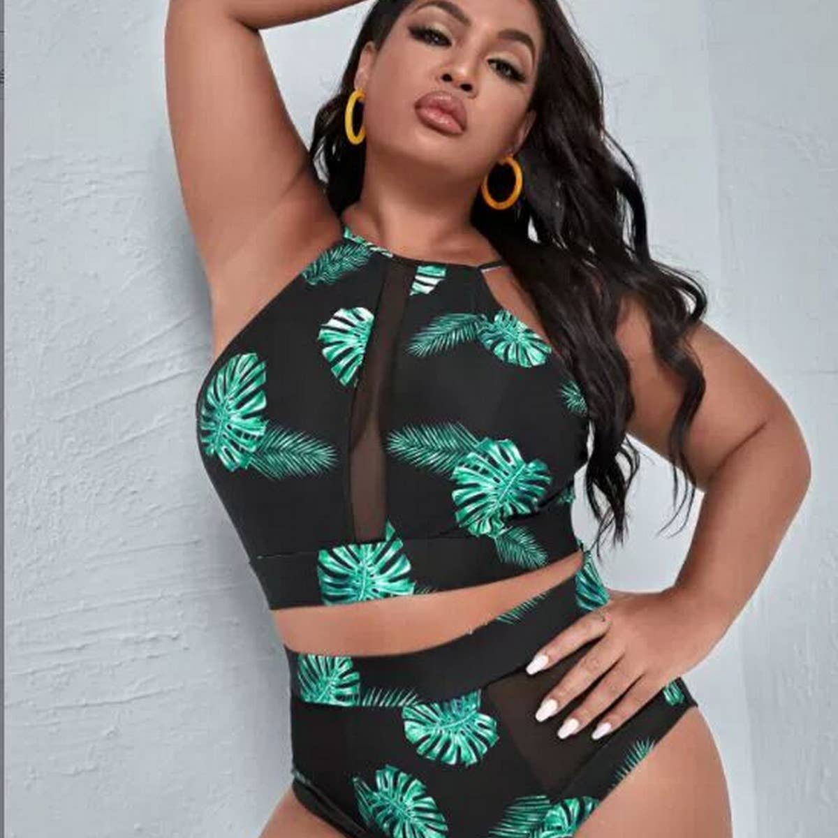 PLUS SIZE FLORAL BIKINI PRINT SWIMSUIT_CWMW0237