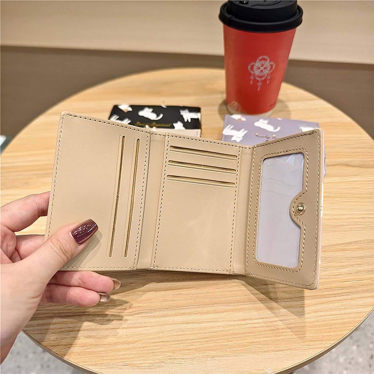 Cute Cartoon Cat Print Trifold Money Clip Wallet_Cwab06203
