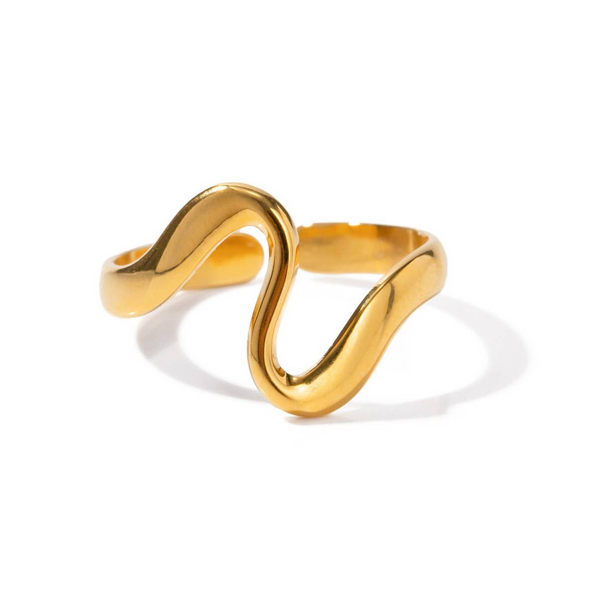18K GOLD PLATE STAINLESS STEEL SNAKE OPEN RING_CWAJE1226