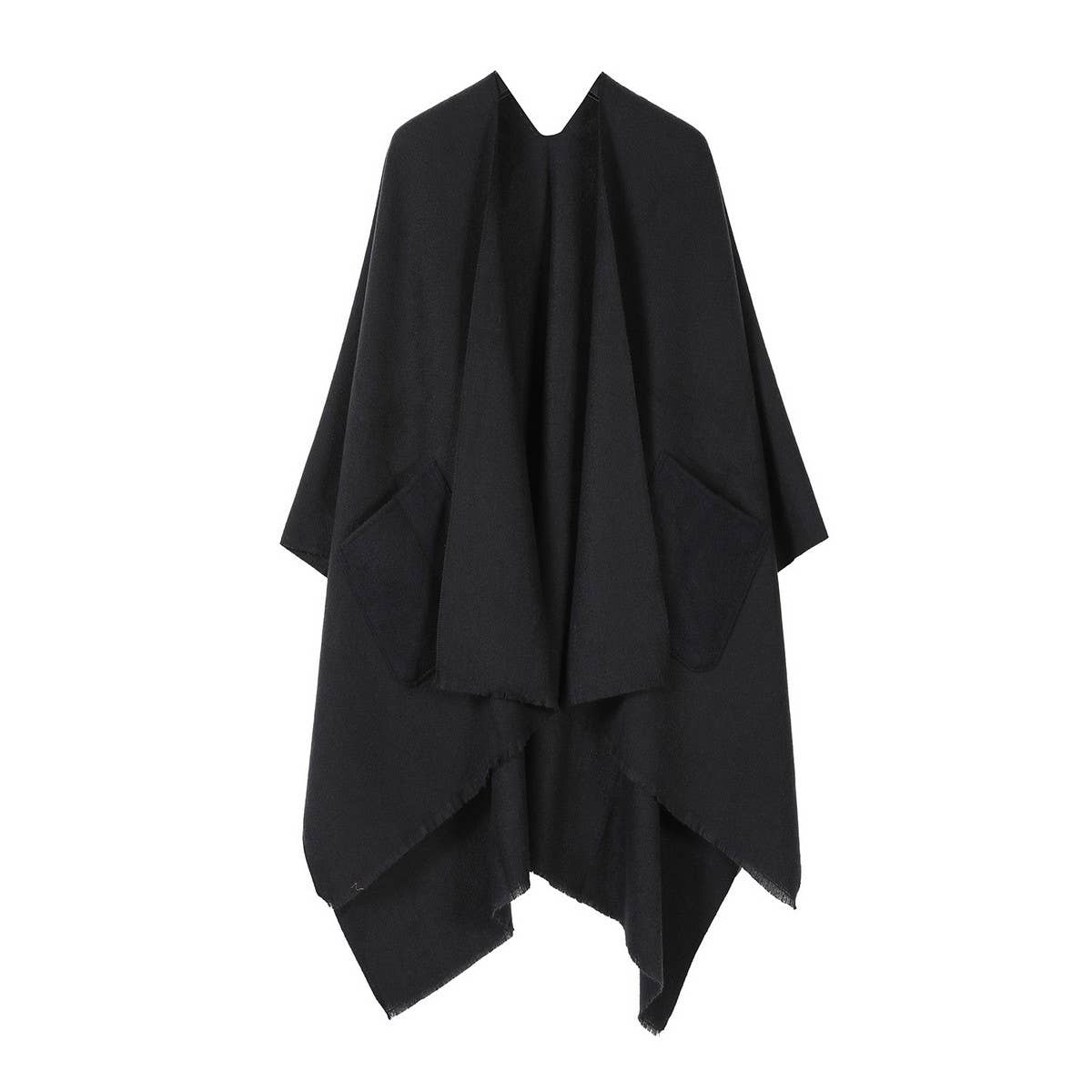 SOLID COLOR SHAWL POCKET WARM SCARF CAPE_CWASC2182