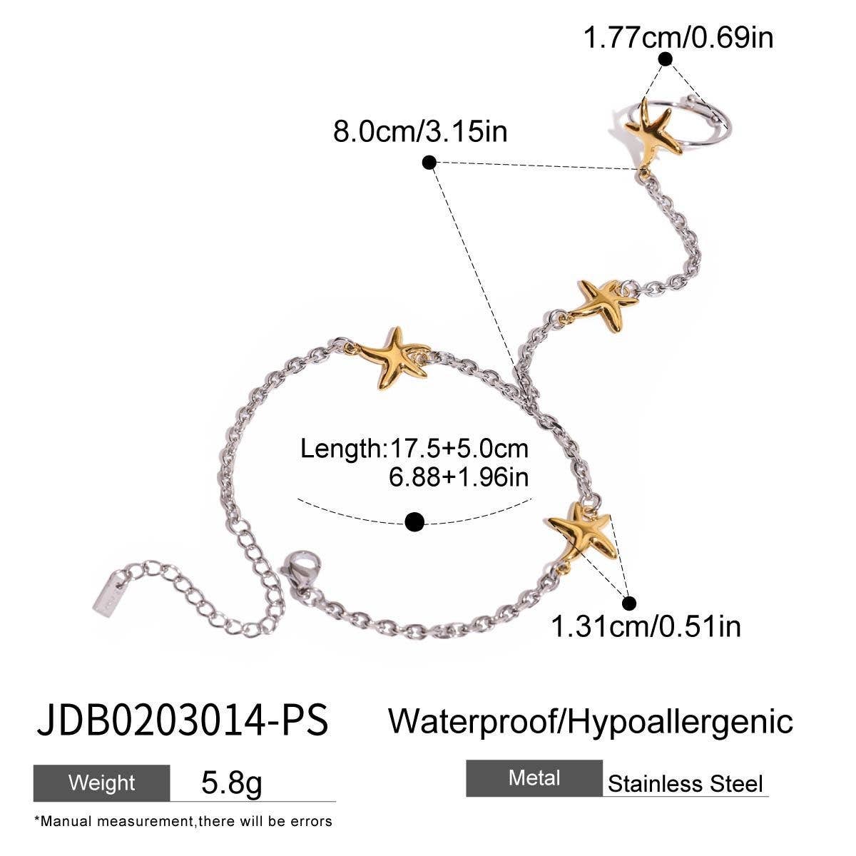 LUXURY 18K GOLD TWO TONE STARFISH TOE CHAIN_CWAJE4739