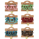 Cwmm10451_Boho Beaded Heart Bracelet Set 4Pcs Elastic