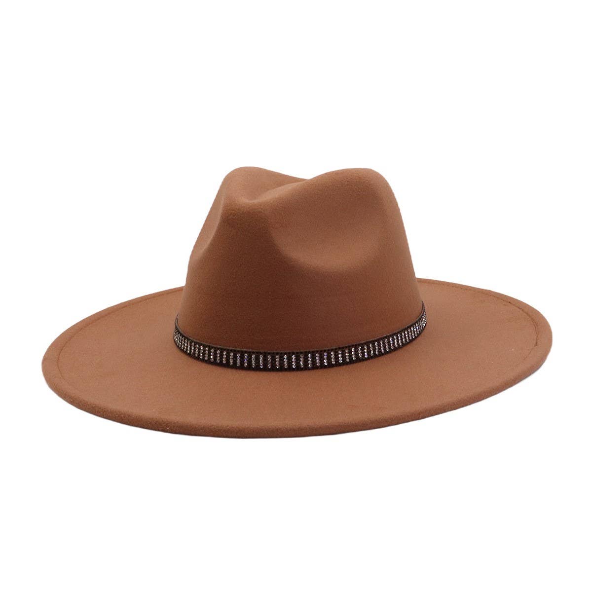 Unisex Wool Fedora Hat Ethnic Flat Brim Style_Cwah04377