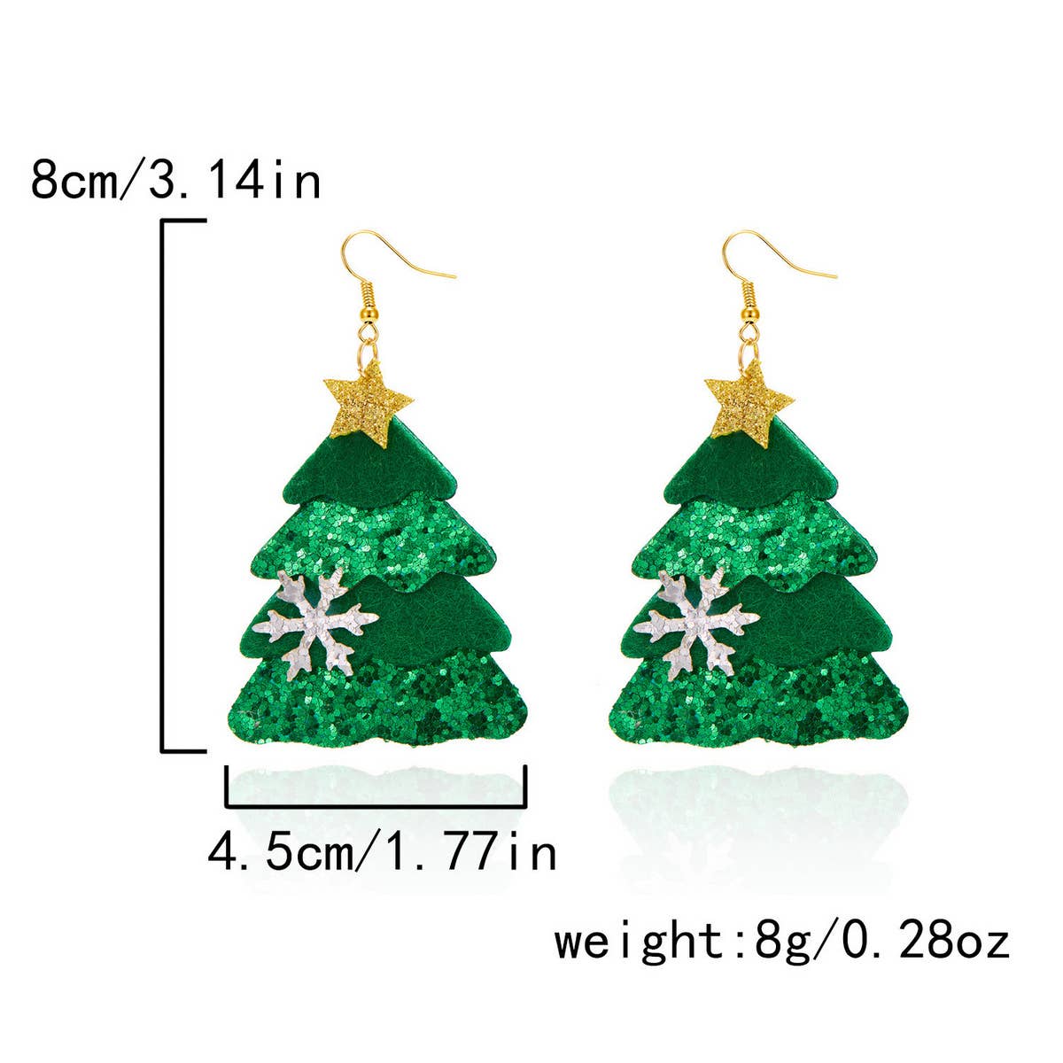 CHRISTMAS TREE SNOWFLAKE EARRINGS_CWAJE2397