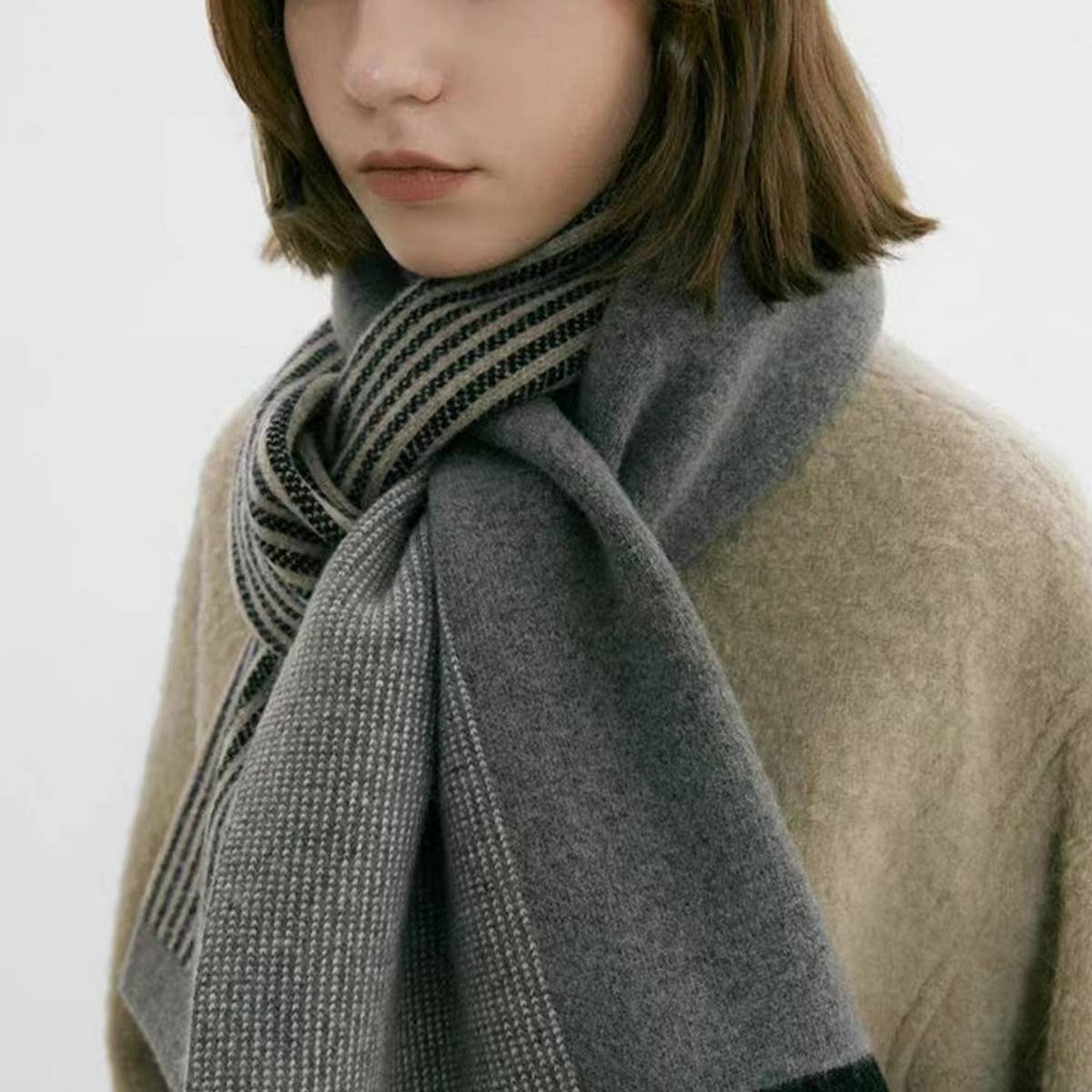 KNIT SCARF UNISEX ELEGANT WINTER COUPLES WRAP_CWASC0326