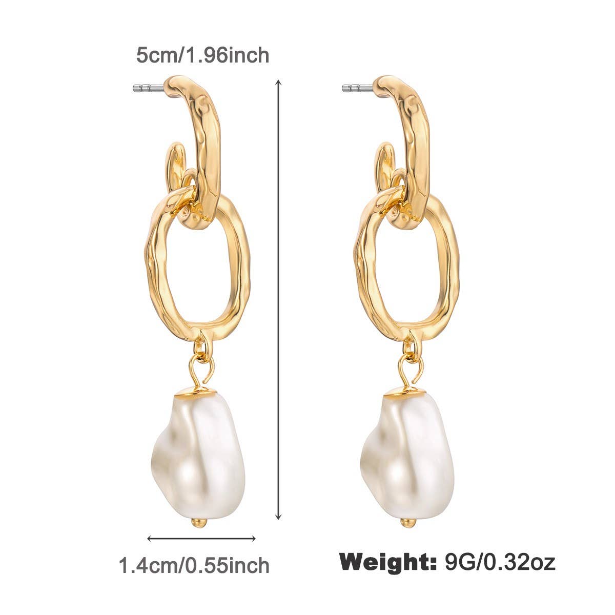 FASHIONABLE PEARL GOLD RIMMED ZINC ALLOY EARRINGS_CWAJE2814