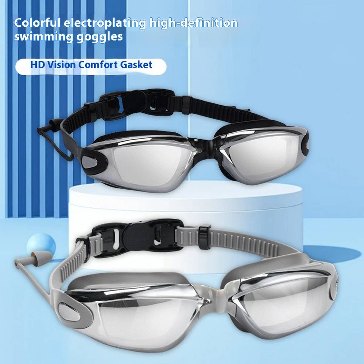 SILICONE RACING SWIM GOGGLES HD ANTI FOG MIRROR_CWASG1036