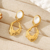 Vintage Moonstone 18K Stainless Steel Earrings_Cwmm3655