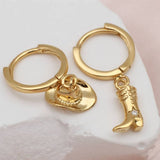 COWBOY BOOTS HAT ZIRCON INLAID EARRINGS SET_CWAJE5076