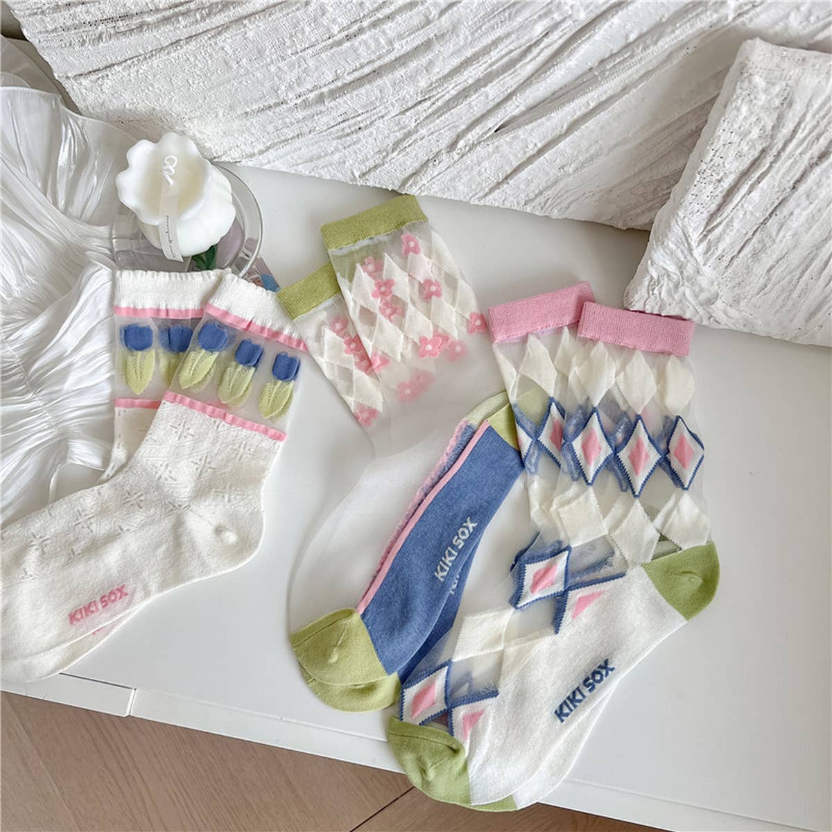 2024 NEW DIAMOND CHECK THIN SOCKS_CWMS0548