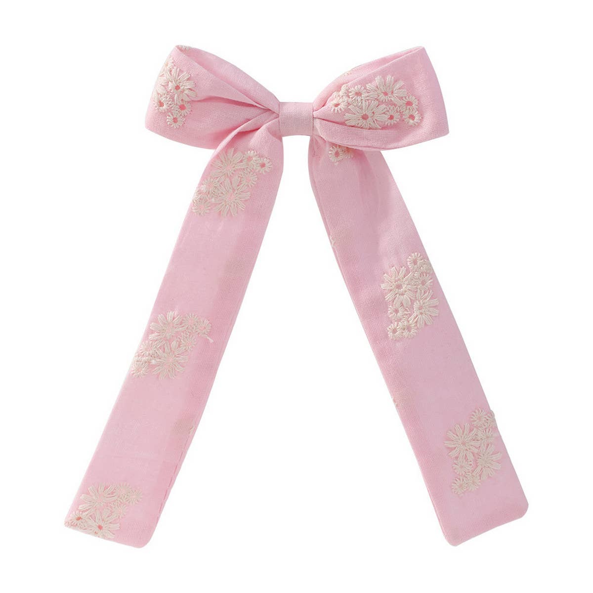 Childrens Ribbon Bow Embroidered Hairpin