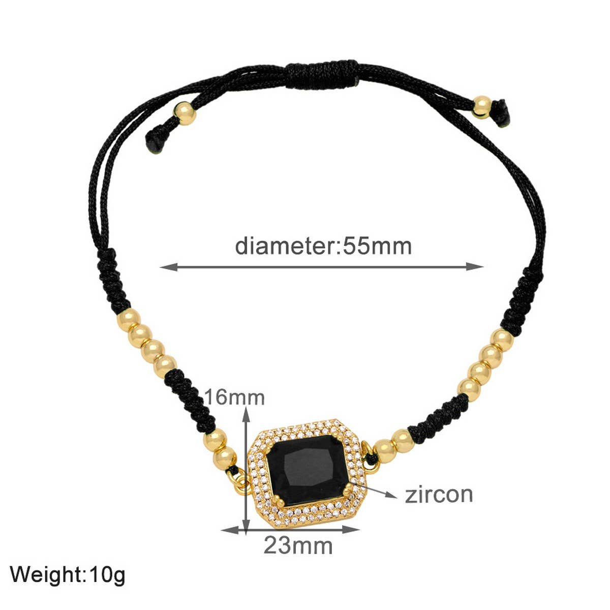 BOHEMIAN COLORED ZIRCON GEOMETRIC SQUARE BRACELET_CWAJE1041