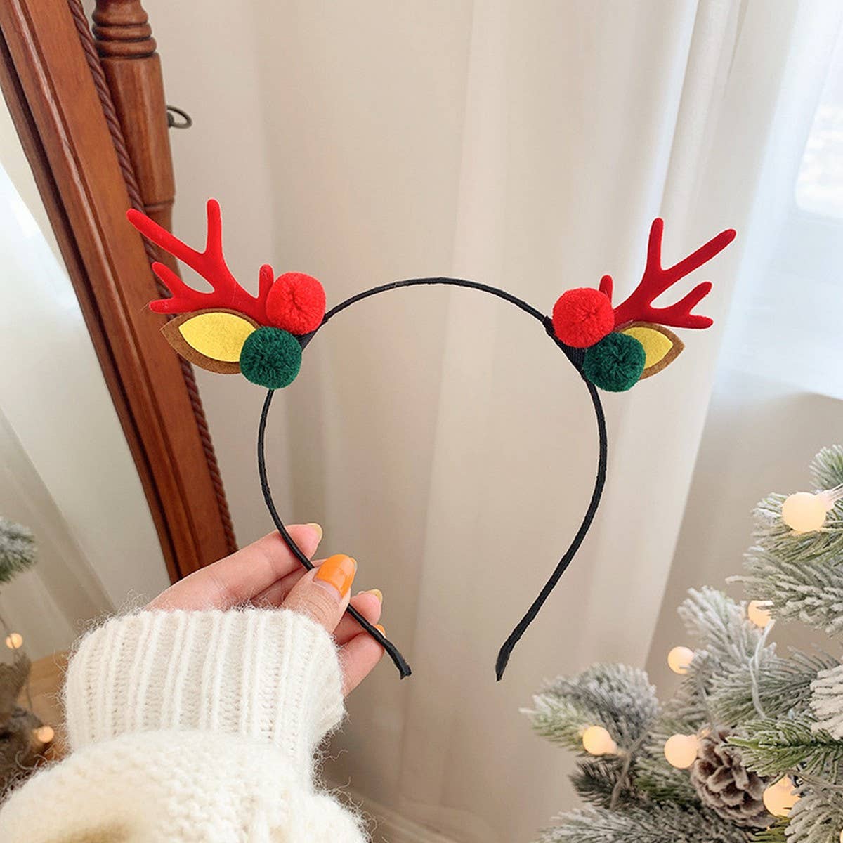 CUTE CHRISTMAS ELK HORN BELL HEADBAND HAIRPIN_CWAHA3427