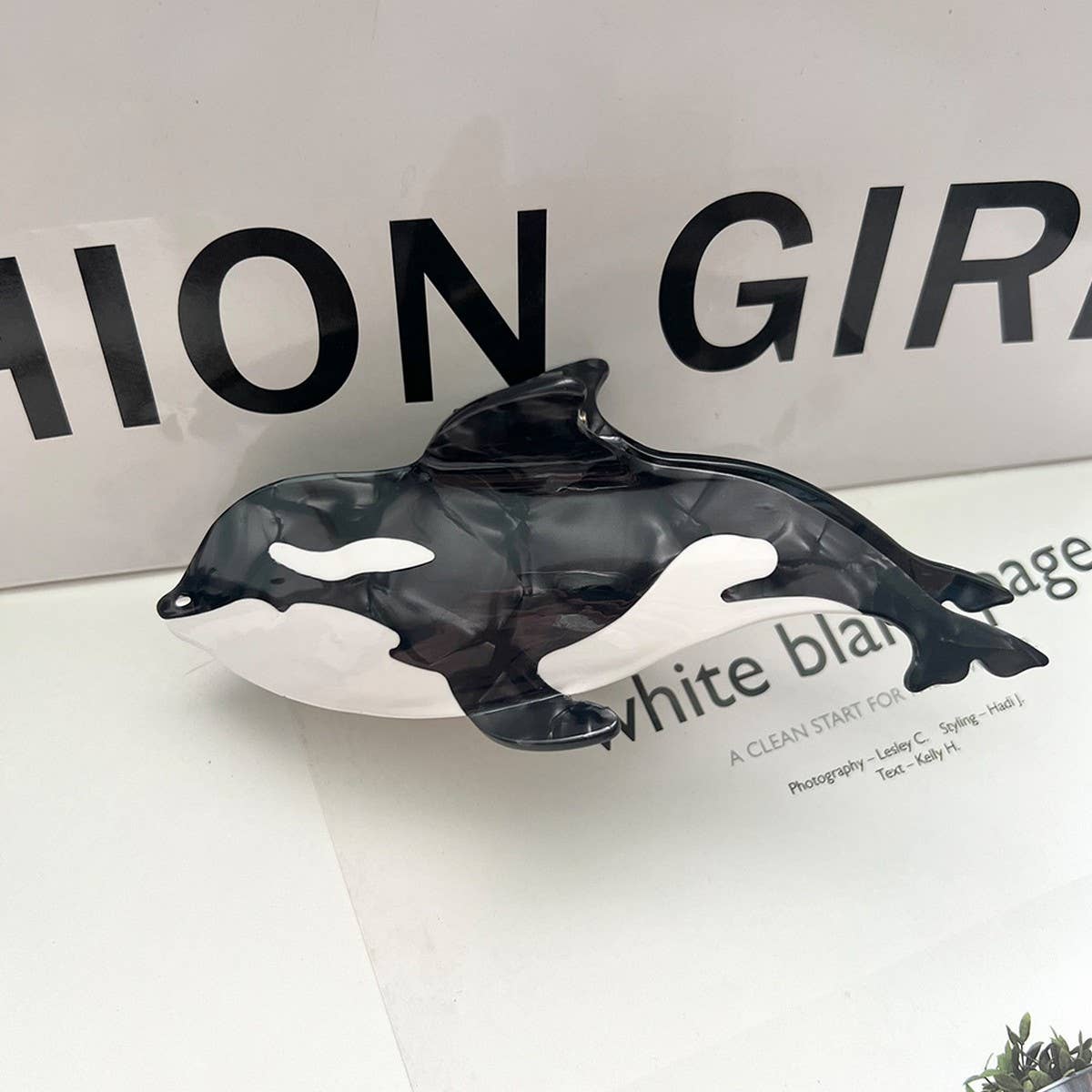 Tricolor Orca Acetate Claw Clip Ocean Chic Style