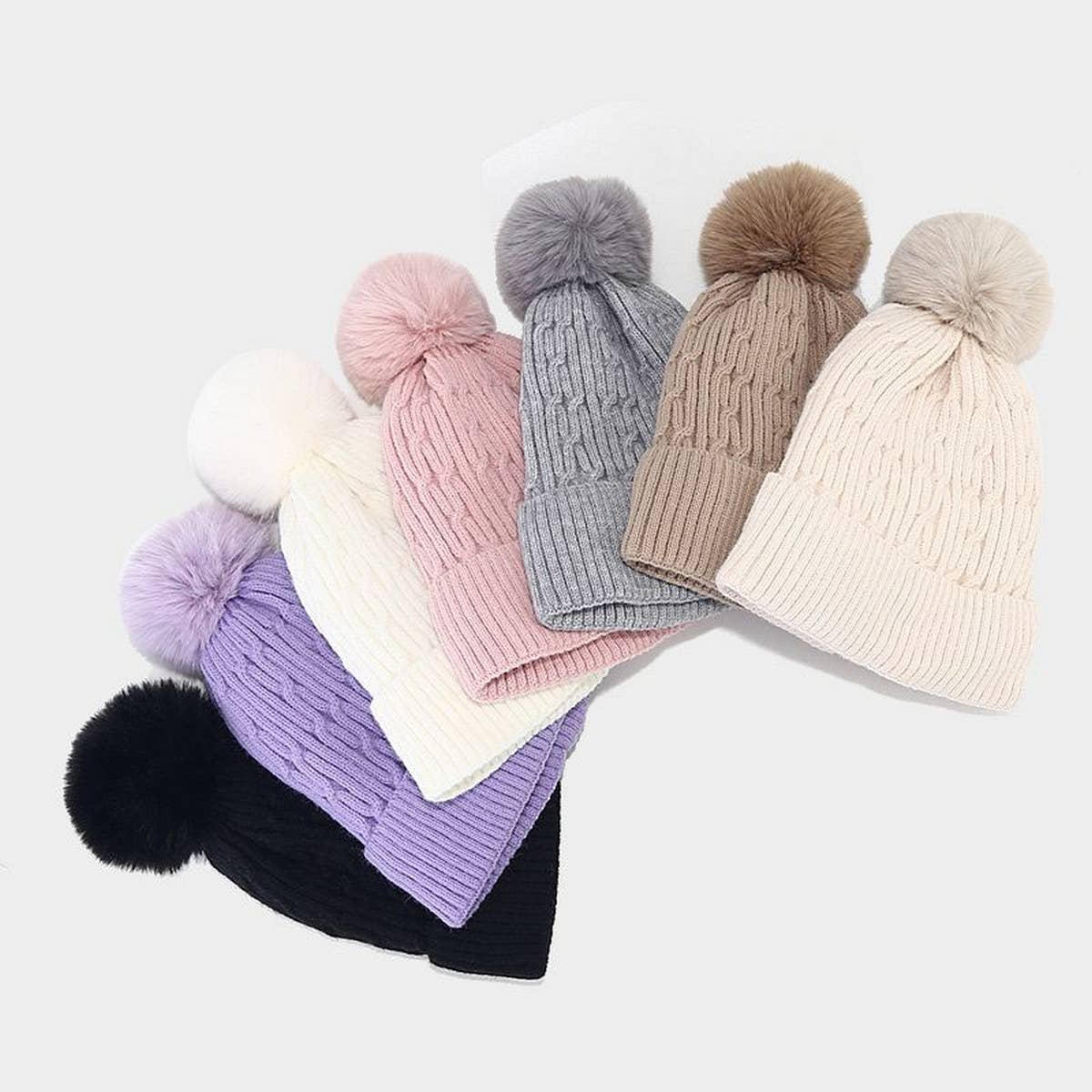 OUTDOOR THICK WARM WOOL BALL KNITTED HAT_CWAH1610
