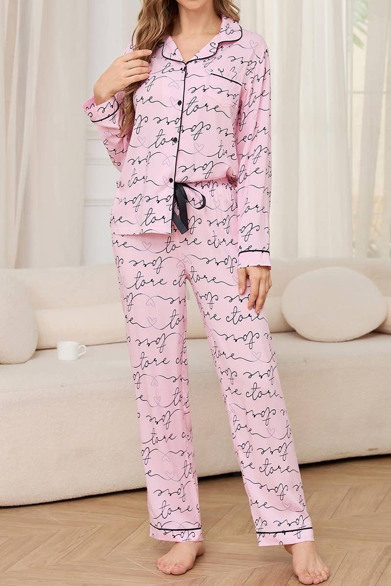 Two-Piece Pajamas With Long Sleeves And Trousers